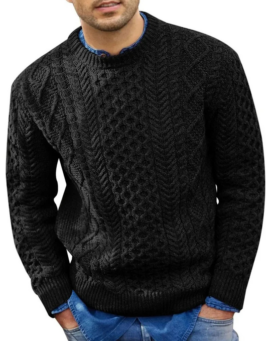 StilMan - Herrenpullover Strick, Grobstrickmuster, Rundhals, Lässiger Schnitt