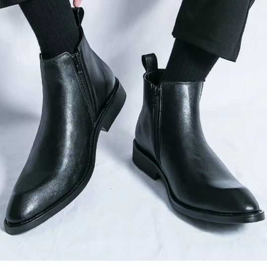 Stilzon - Elegante Herrenschuhe Stiefel mit seitlichem Reißverschluss aus Leder