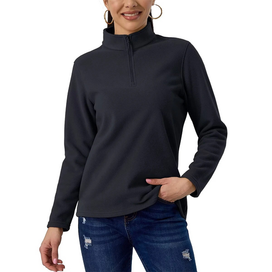 Femwarm - Fleecejacke Damen, Leichter Pullover mit Halbreißverschluss und Stehkragen