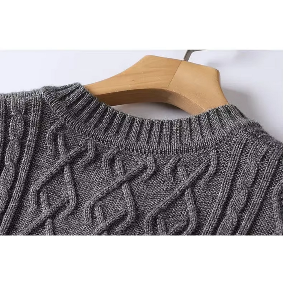 Warmgut - Wollpullover Herren mit V-Ausschnitt und aufwendigem Strickmuster