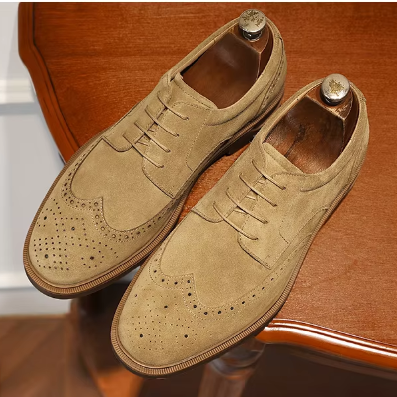 Durborn - Hochwertige Wildleder-Herrenschuhe mit Brogue-Design und Schnürung