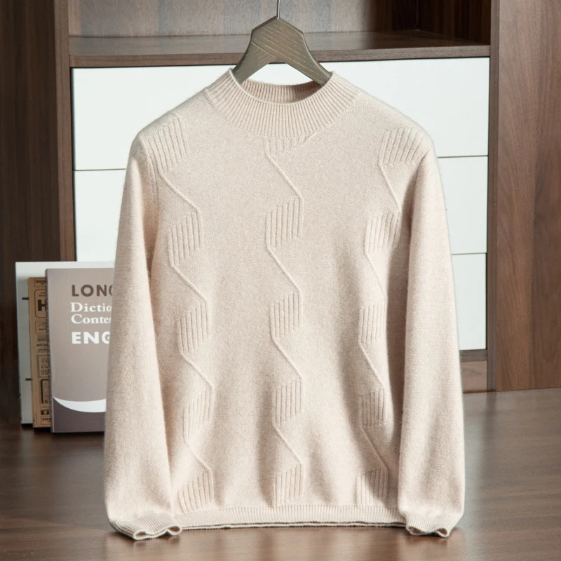 Valmino - Kaschmir-Pullover Herren, Stehkragen, Strukturiertes Design, Feinstrick