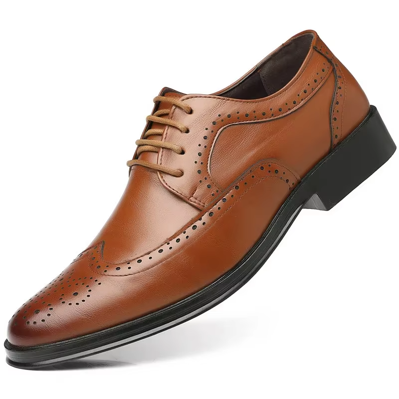 Stilmax - Elegante Leder-Herrenschuhe mit Brogue-Design, Schnürverschluss