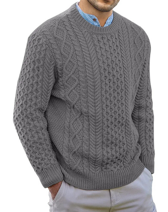 StilMan - Herrenpullover Strick, Grobstrickmuster, Rundhals, Lässiger Schnitt