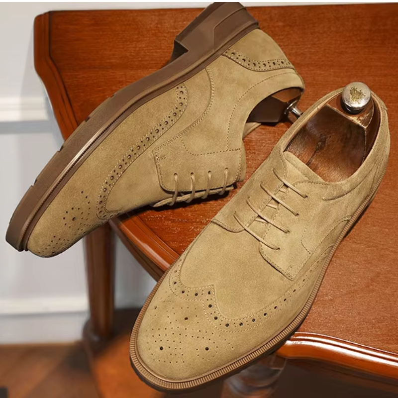 Durborn - Hochwertige Wildleder-Herrenschuhe mit Brogue-Design und Schnürung