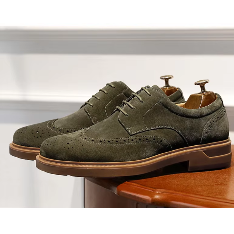 Durborn - Hochwertige Wildleder-Herrenschuhe mit Brogue-Design und Schnürung