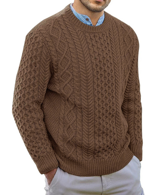 StilMan - Herrenpullover Strick, Grobstrickmuster, Rundhals, Lässiger Schnitt