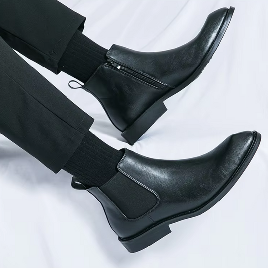 Stilzon - Elegante Herrenschuhe Stiefel mit seitlichem Reißverschluss aus Leder