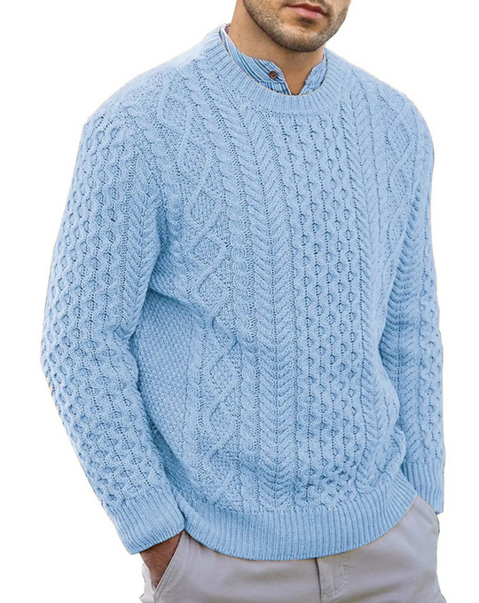 StilMan - Herrenpullover Strick, Grobstrickmuster, Rundhals, Lässiger Schnitt