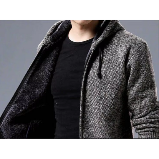 Mänpull - Herrenstrickjacke mit Reißverschluss, Gerippte Bündchen, Warm gefüttert