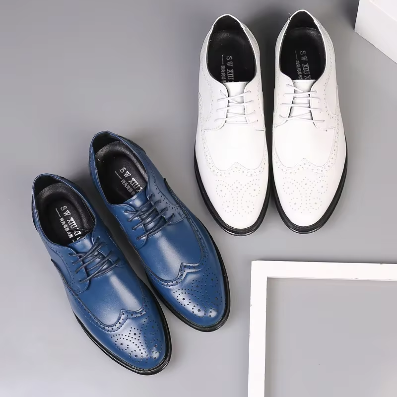 Stilmax - Elegante Leder-Herrenschuhe mit Brogue-Design, Schnürverschluss