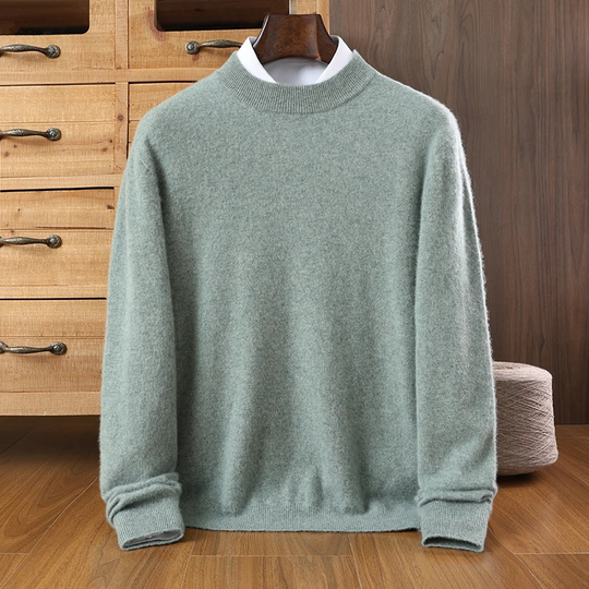 Rauwoll - Wollpullover Herren mit Stehkragen aus weichem Strickmaterial