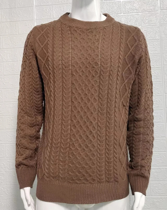 StilMan - Herrenpullover Strick, Grobstrickmuster, Rundhals, Lässiger Schnitt