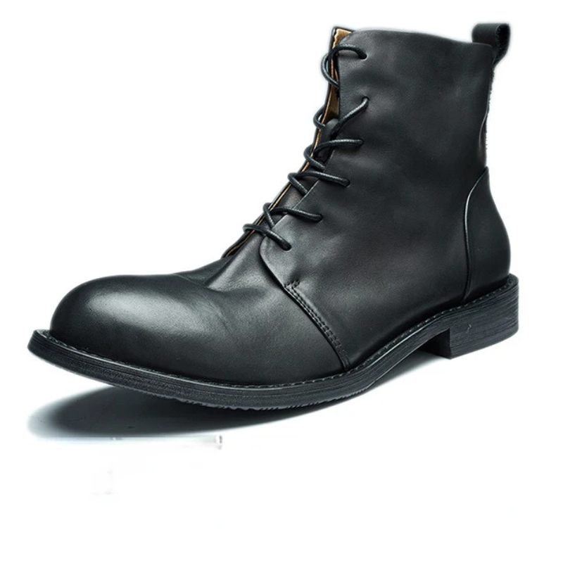 Starkix - Vintage Herrenschuhe Stiefel aus Leder mit Reißverschluss und Schnürung