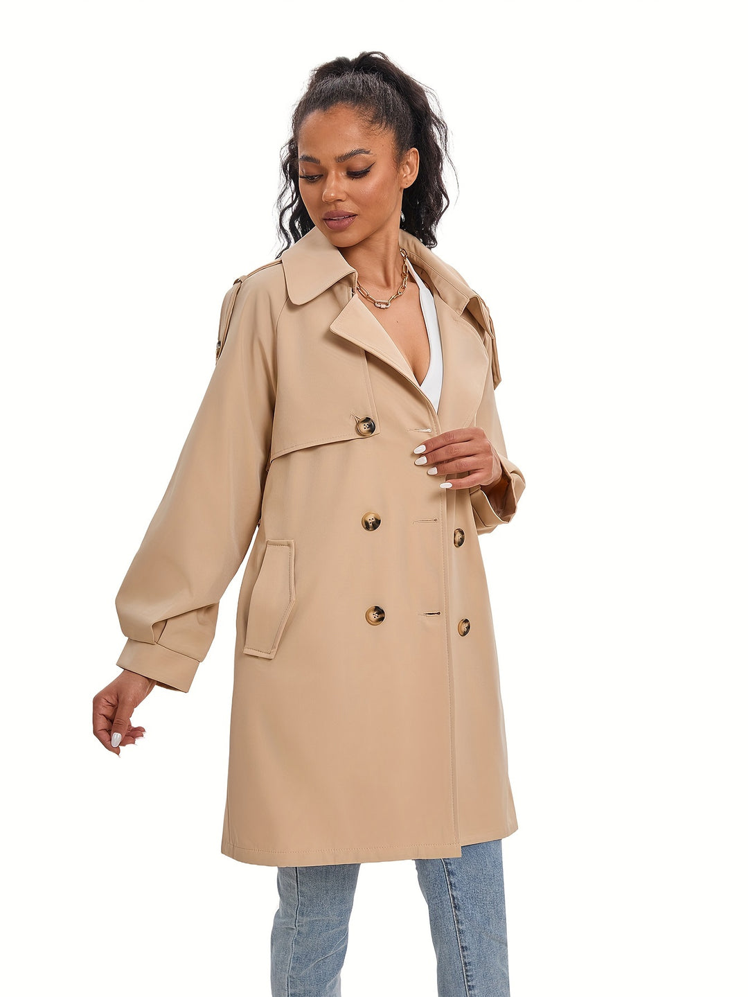 Wärmera - Damen Trenchcoat mit Gürtel und Doppelreiher – Klassische Lange Passform