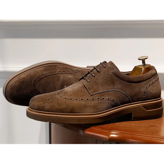 Durborn - Hochwertige Wildleder-Herrenschuhe mit Brogue-Design und Schnürung