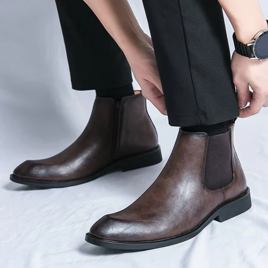 Stilzon - Elegante Herrenschuhe Stiefel mit seitlichem Reißverschluss aus Leder