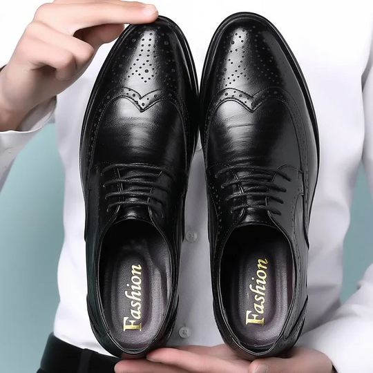 Stilmax - Elegante Leder-Herrenschuhe mit Brogue-Design, Schnürverschluss