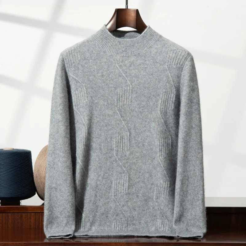 Valmino - Kaschmir-Pullover Herren, Stehkragen, Strukturiertes Design, Feinstrick