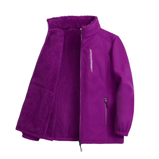 Feemona - Fleecejacke Damen – Atmungsaktive Outdoorjacke mit Reißverschluss und Stehkragen