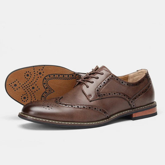 Ledermo - Klassische Herrenschuhe mit Brogue-Muster und Schnürverschluss