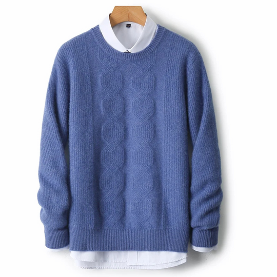 Wollend -  Wollpullover Herren mit Rundhalsausschnitt und Strickmuster