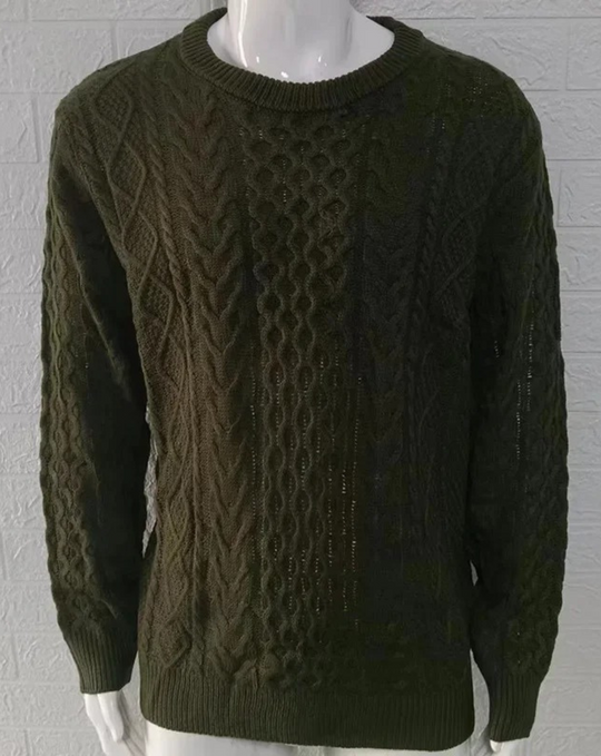 StilMan - Herrenpullover Strick, Grobstrickmuster, Rundhals, Lässiger Schnitt