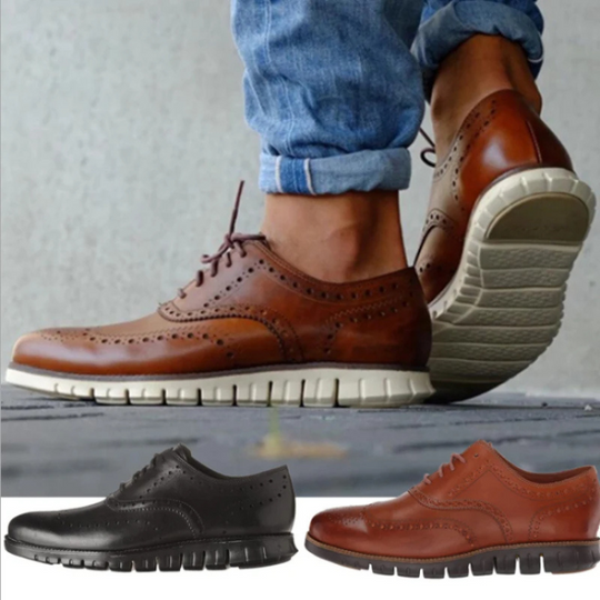 Edelrun - Stilvolle Herrenschuhe mit Brogue-Design und flexibler Sohle