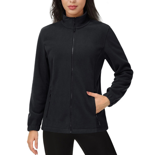 Cosflec - Damen Fleecejacke mit Reißverschluss, Stehkragen und Seitentaschen