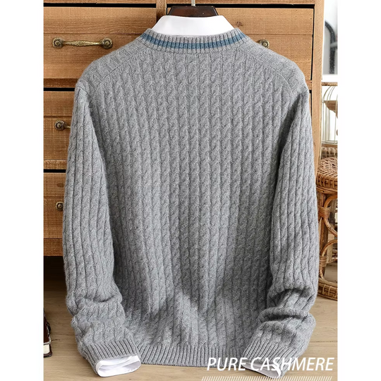 EdelHrn - Herrenpullover mit V-Ausschnitt und Rippstrickmuster