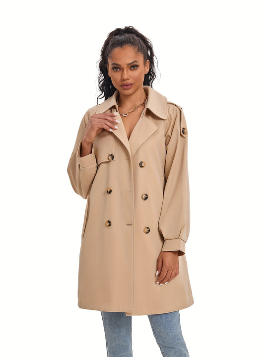 Wärmera - Damen Trenchcoat mit Gürtel und Doppelreiher – Klassische Lange Passform