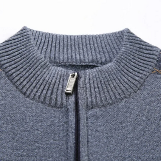 Reissin - Pullover mit Reißverschluss Herren, Eleganter Strickpullover mit Stehkragen