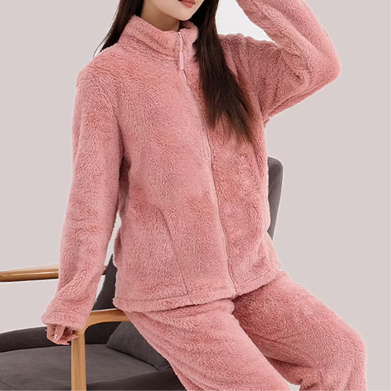 Geborun -  Damen Hausanzug – Wärmendes Fleece Set mit Reißverschluss