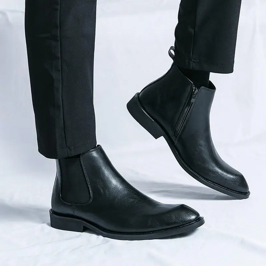 Stilzon - Elegante Herrenschuhe Stiefel mit seitlichem Reißverschluss aus Leder