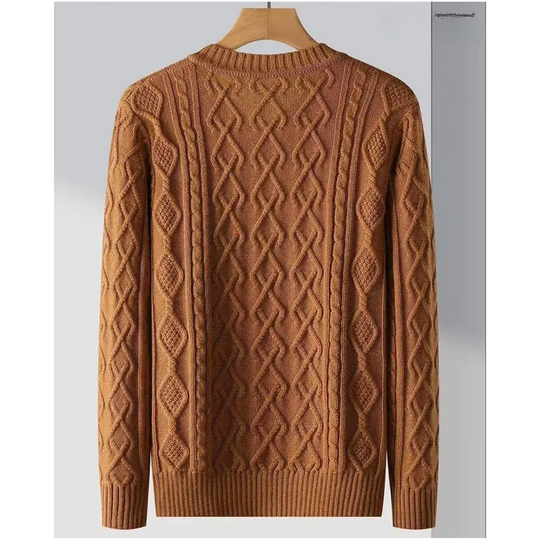 Warmgut - Wollpullover Herren mit V-Ausschnitt und aufwendigem Strickmuster