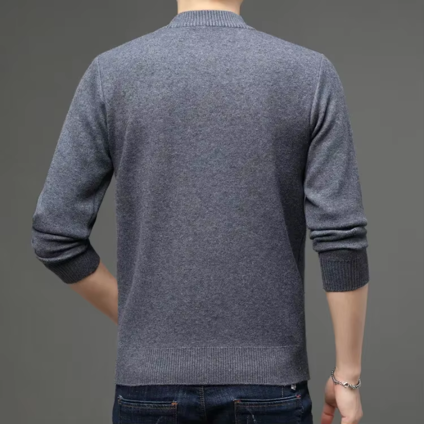 Reissin - Pullover mit Reißverschluss Herren, Eleganter Strickpullover mit Stehkragen