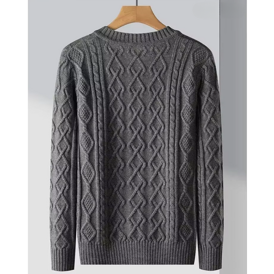 Warmgut - Wollpullover Herren mit V-Ausschnitt und aufwendigem Strickmuster