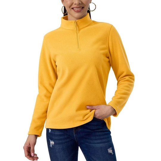 Femwarm - Fleecejacke Damen, Leichter Pullover mit Halbreißverschluss und Stehkragen