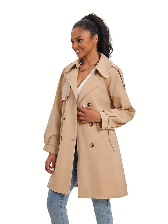 Wärmera - Damen Trenchcoat mit Gürtel und Doppelreiher – Klassische Lange Passform